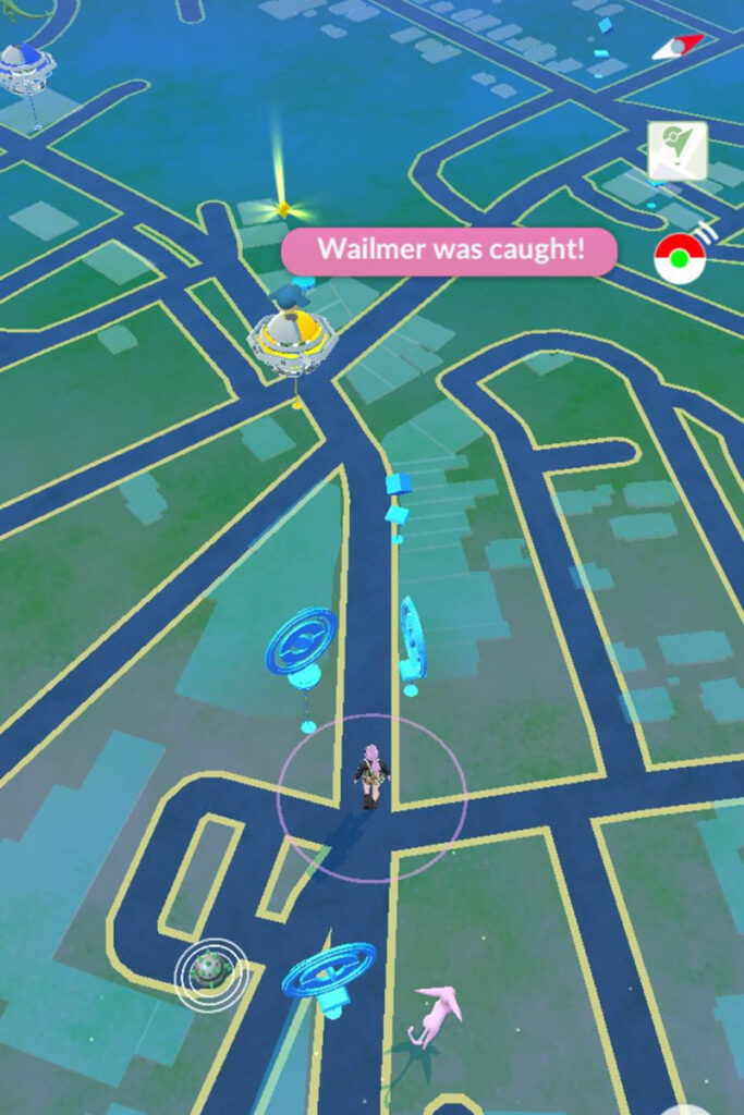 Screenshot of Virtual Pokémon Go Map of Pendleton Street