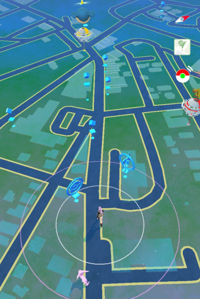 Screenshot of Virtual Pokémon Go Map of Pendleton Street