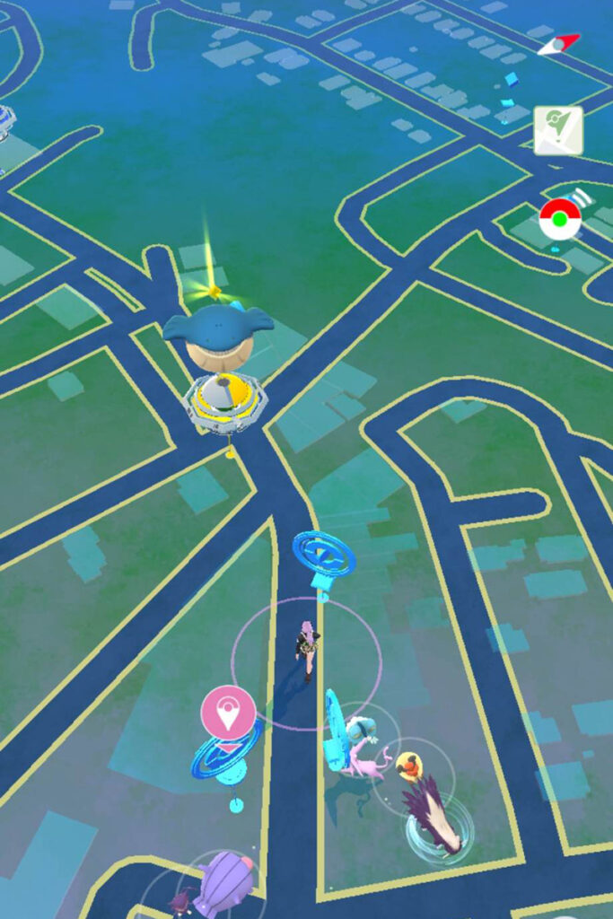 Screenshot of Virtual Pokémon Go Map of Pendleton Street